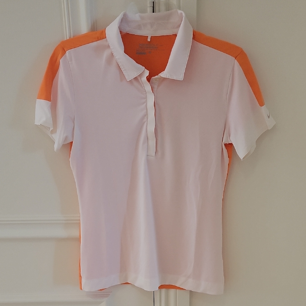 Nike Golf White and Orange Polo